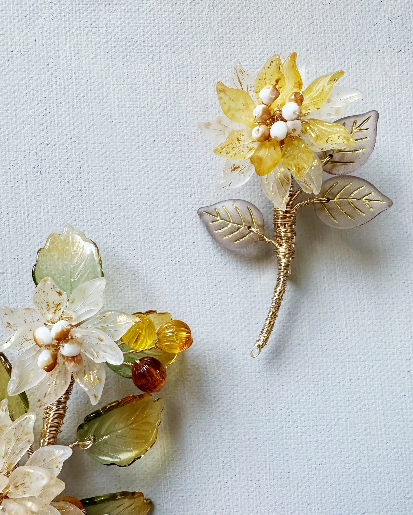 Sonnet of dahlia small flower brooch in yellow