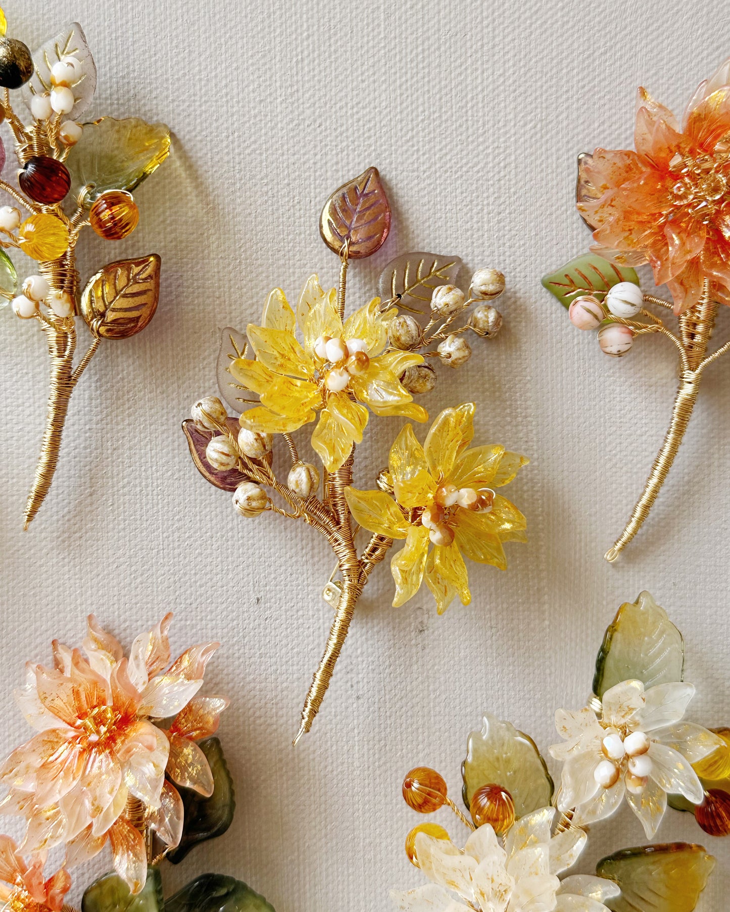 Sonnet of dahlia luxurious brooch in yellow