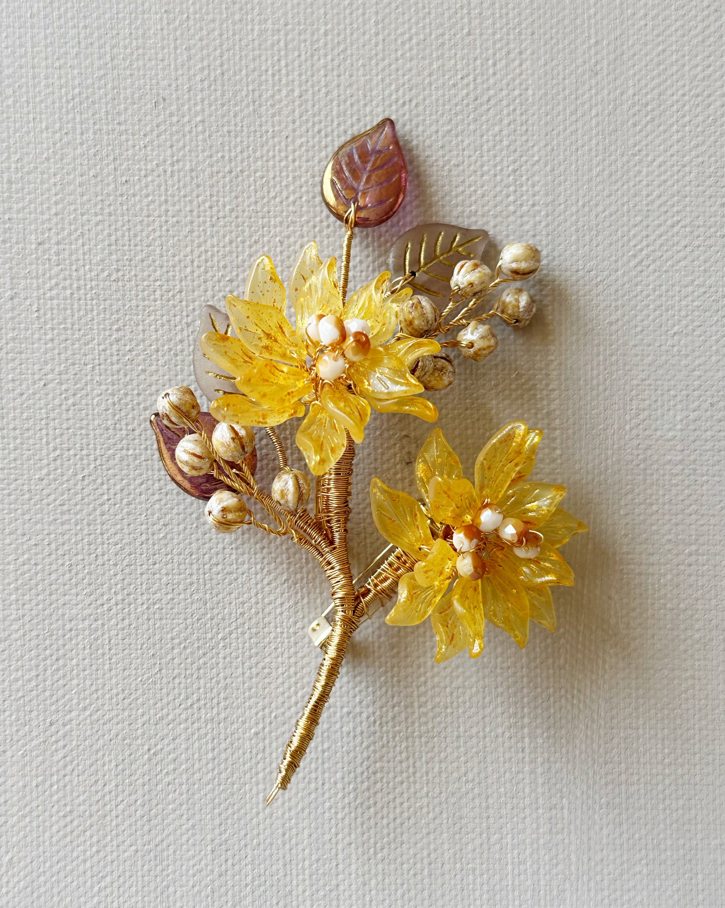 Sonnet of dahlia luxurious brooch in yellow