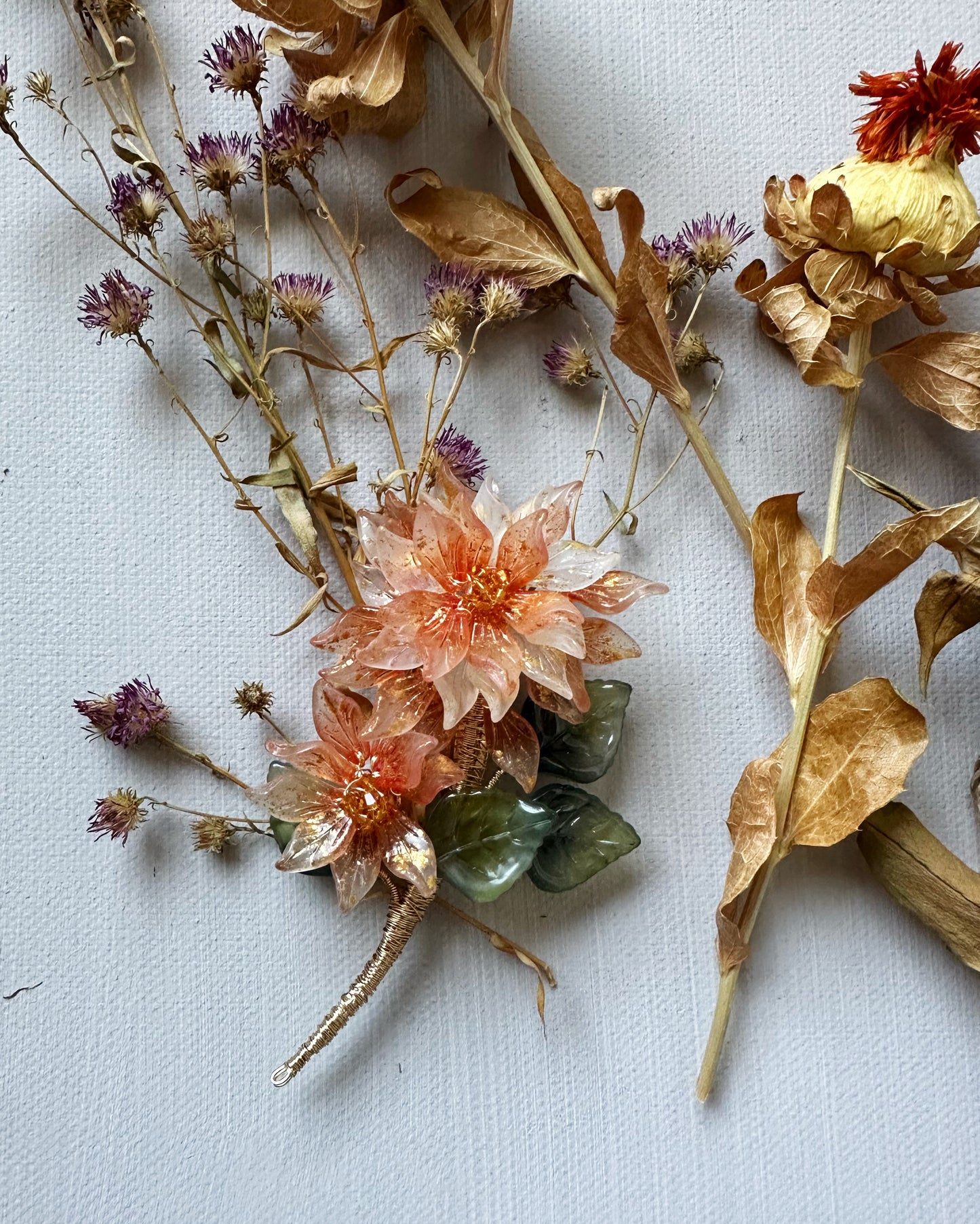 Sonnet of dahlia double flower brooch