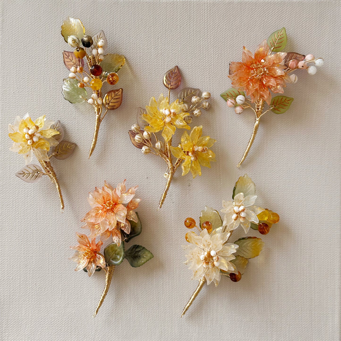 Sonnet of dahlia luxurious brooch in yellow