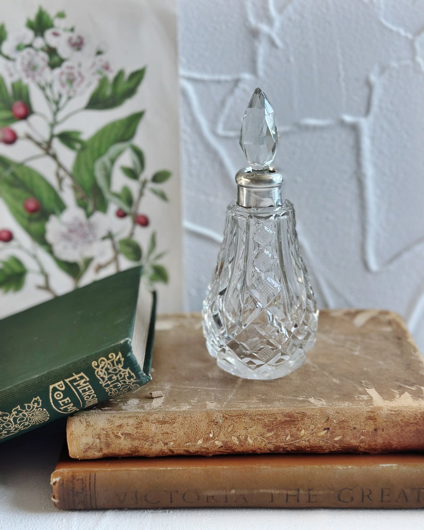 Antique 1866 Victorian sterling silver and cut glass perfume bottle