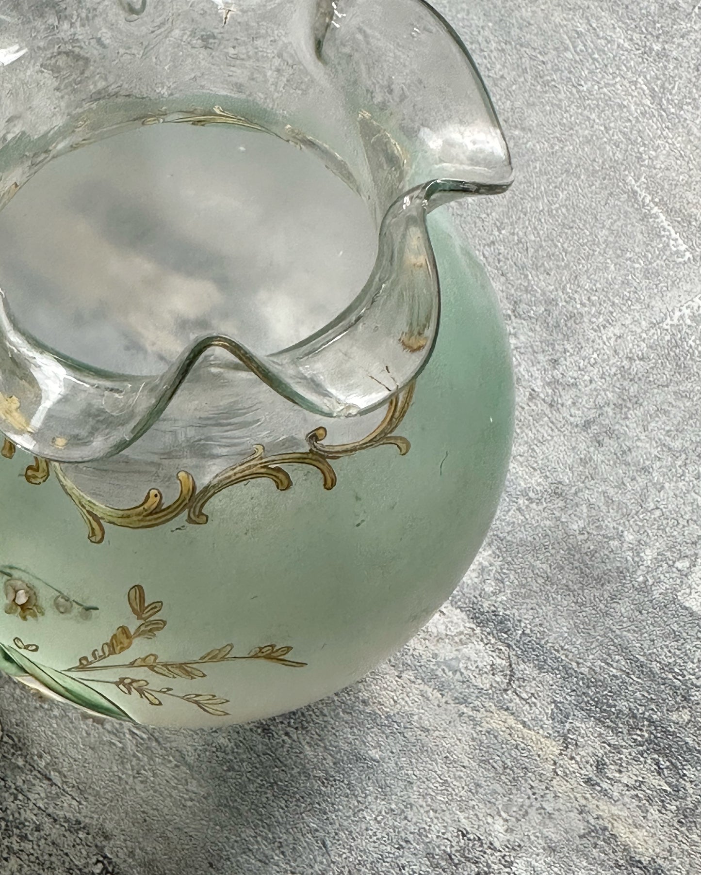 Antique Victorian hand painted lily of the valley glass vase