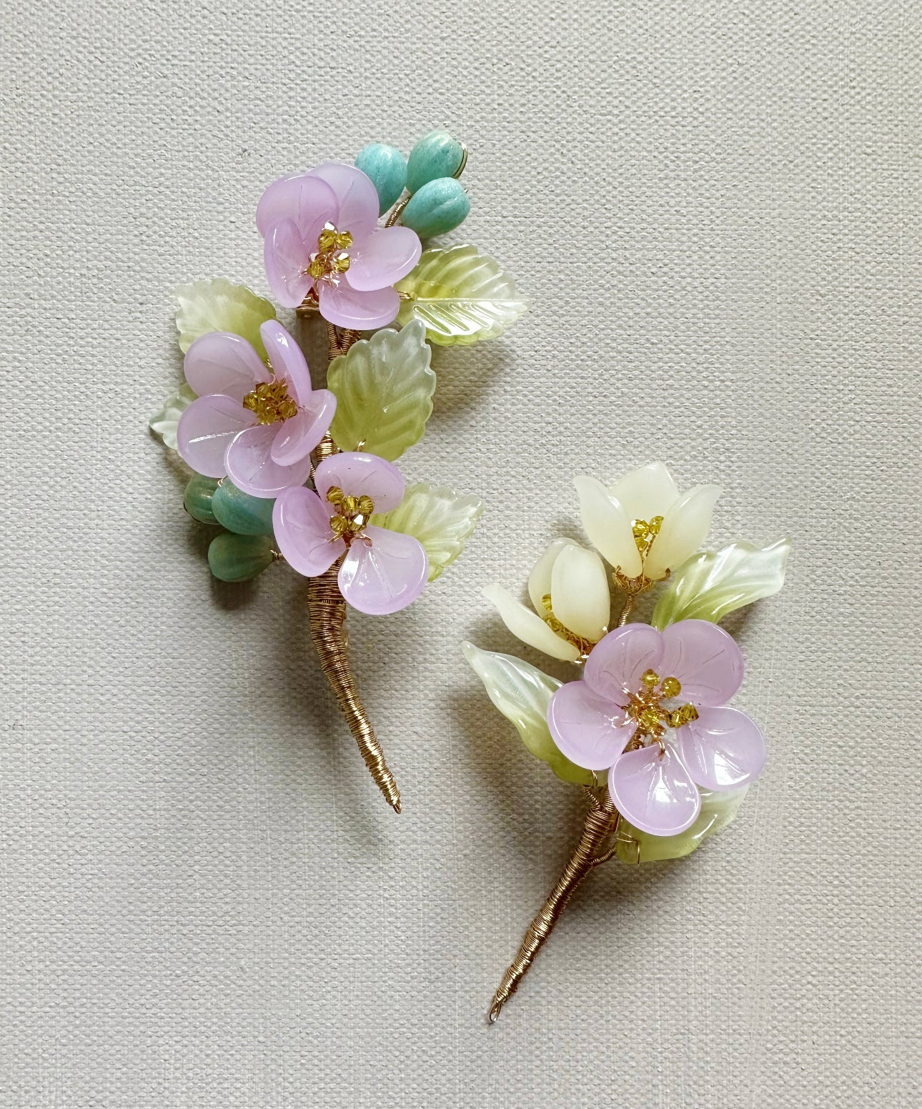 《Anita's Spring Garden》plum blossom berries statement brooch
