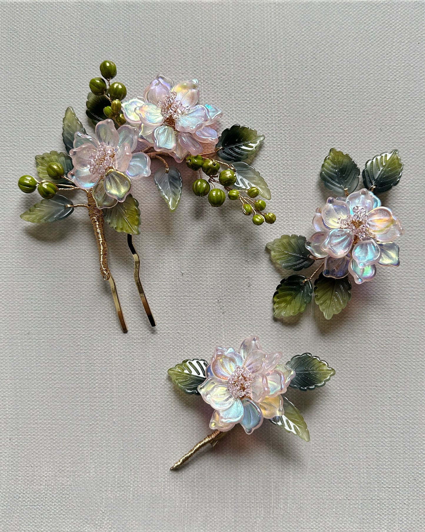 The new peony collar brooch in AB pink