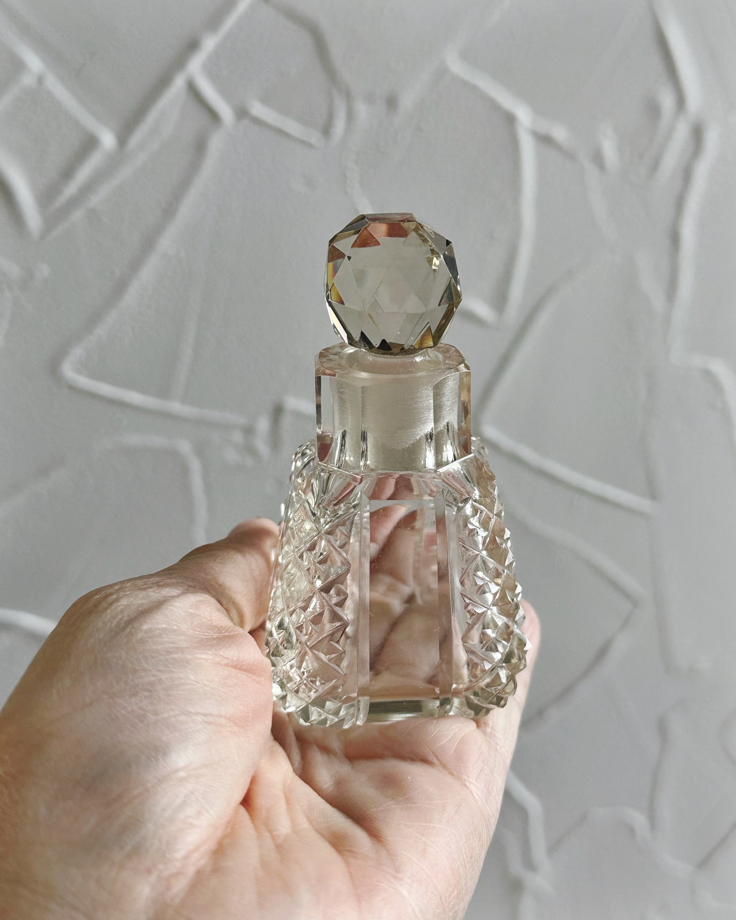 Small antique Edwardian cut glass perfume bottle