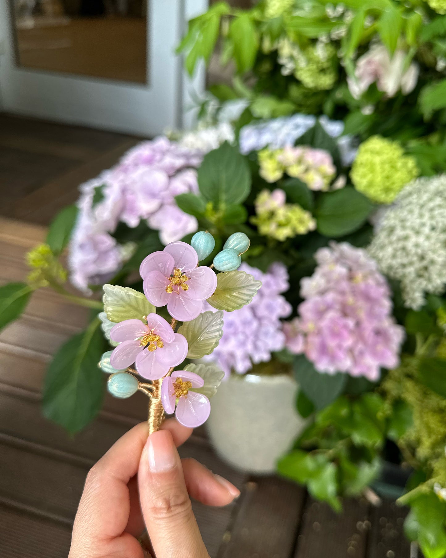 《Anita's Spring Garden》plum blossom berries statement brooch