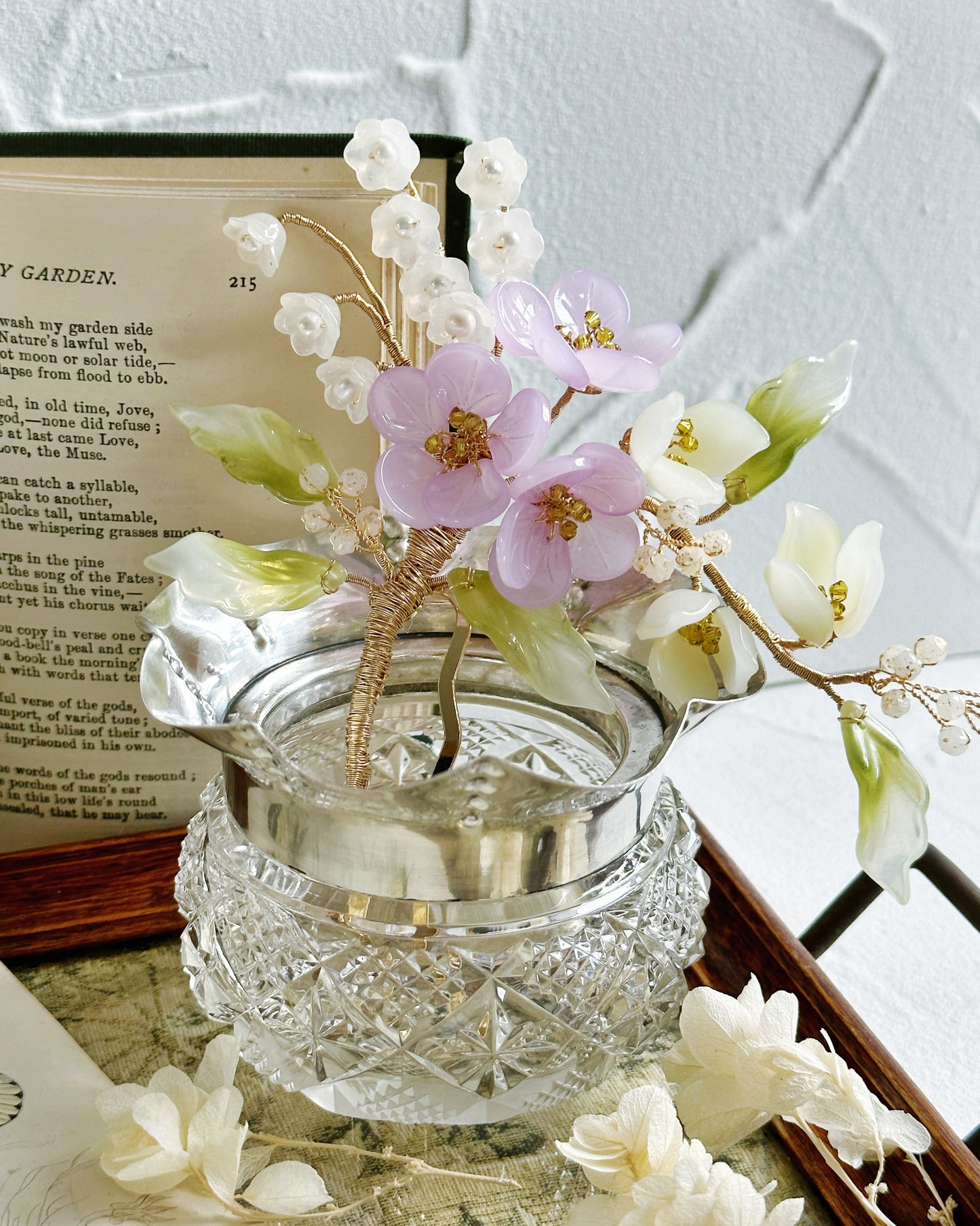Antique 1903 Edwardian sterling silver and cut glass candy bowl