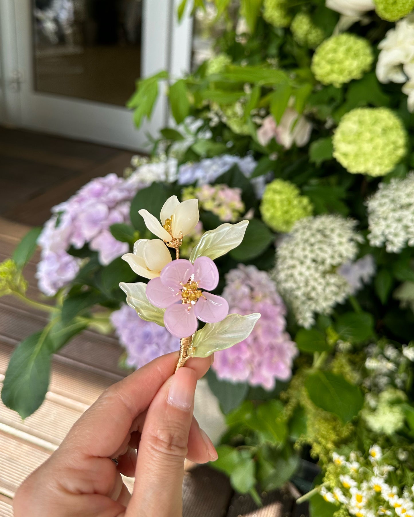 《Anita's Spring Garden》 plum blossom and lily brooch