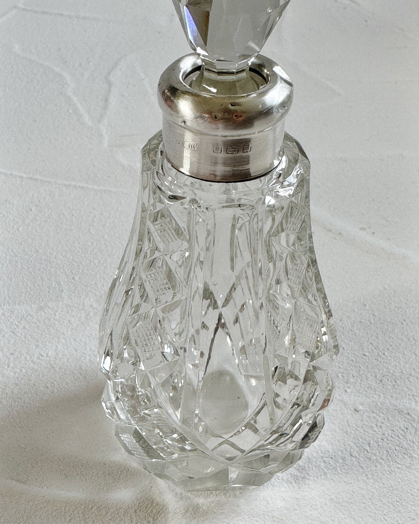 Antique 1866 Victorian sterling silver and cut glass perfume bottle