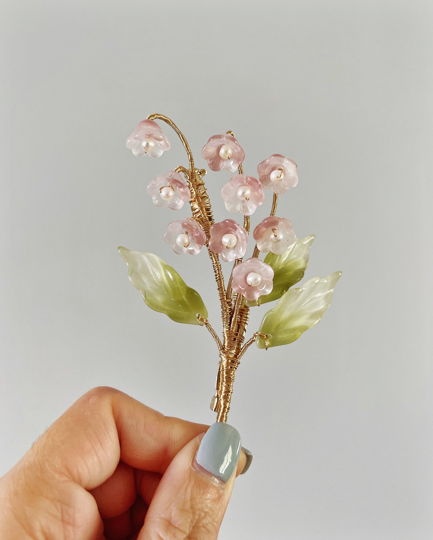 Lily of the valley brooch in pink