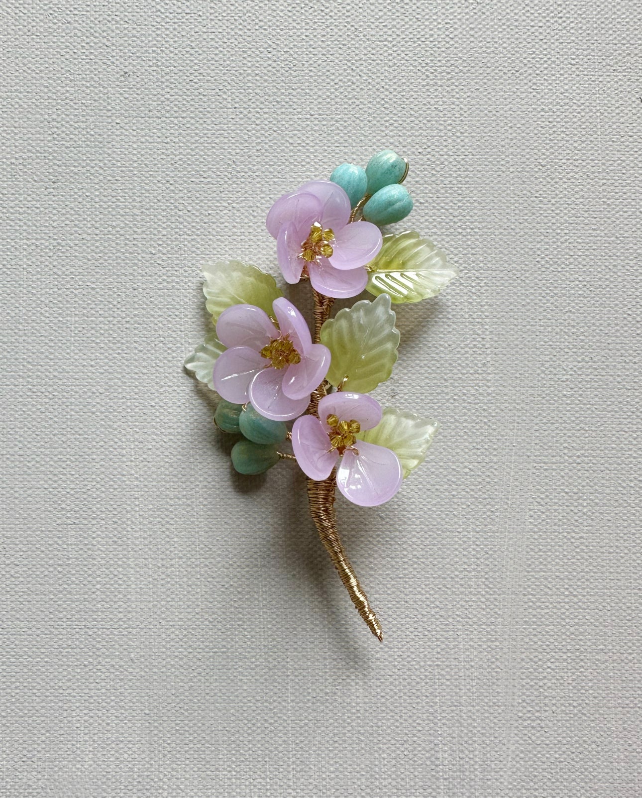 《Anita's Spring Garden》plum blossom berries statement brooch