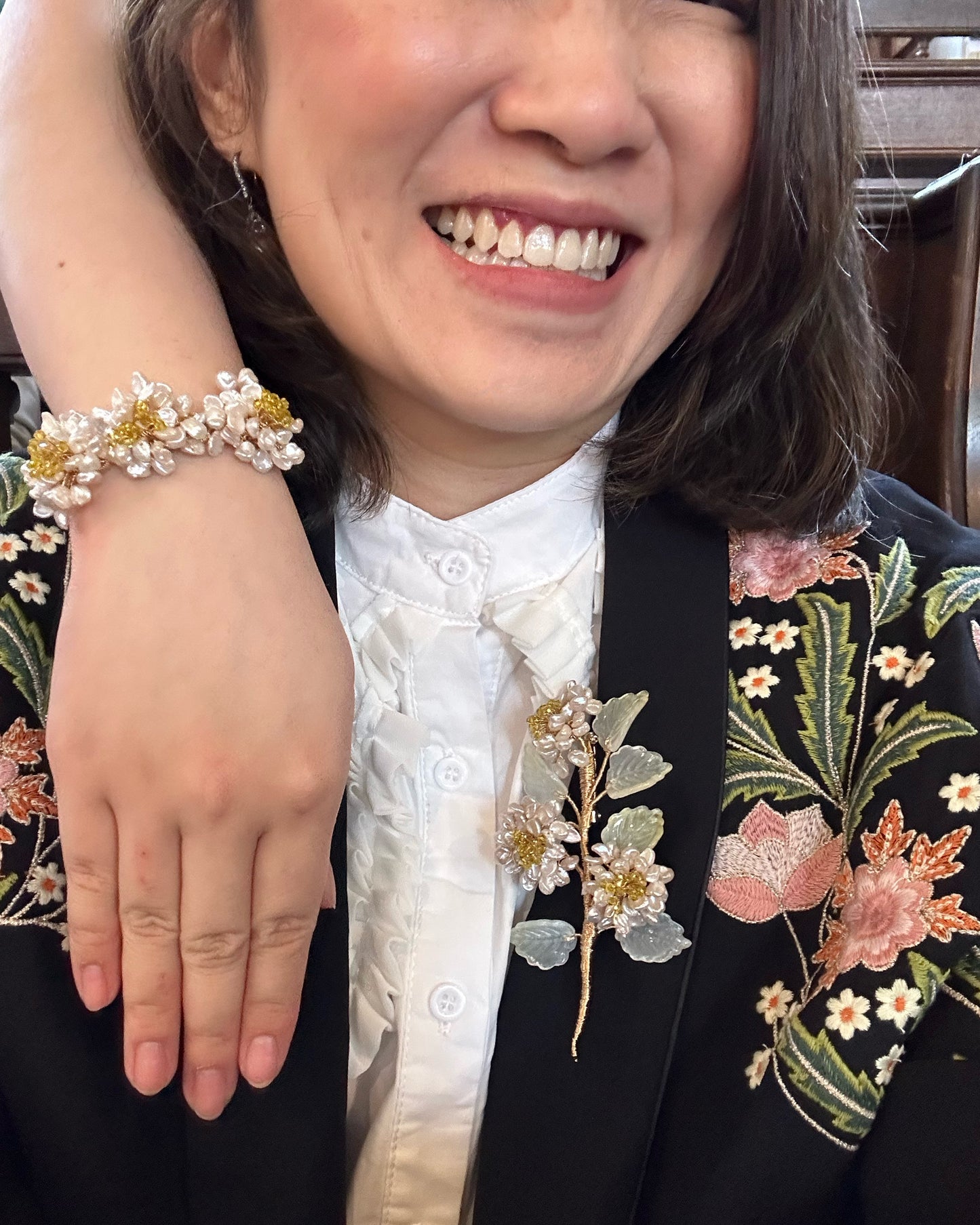 Victoria's statement peonies brooch