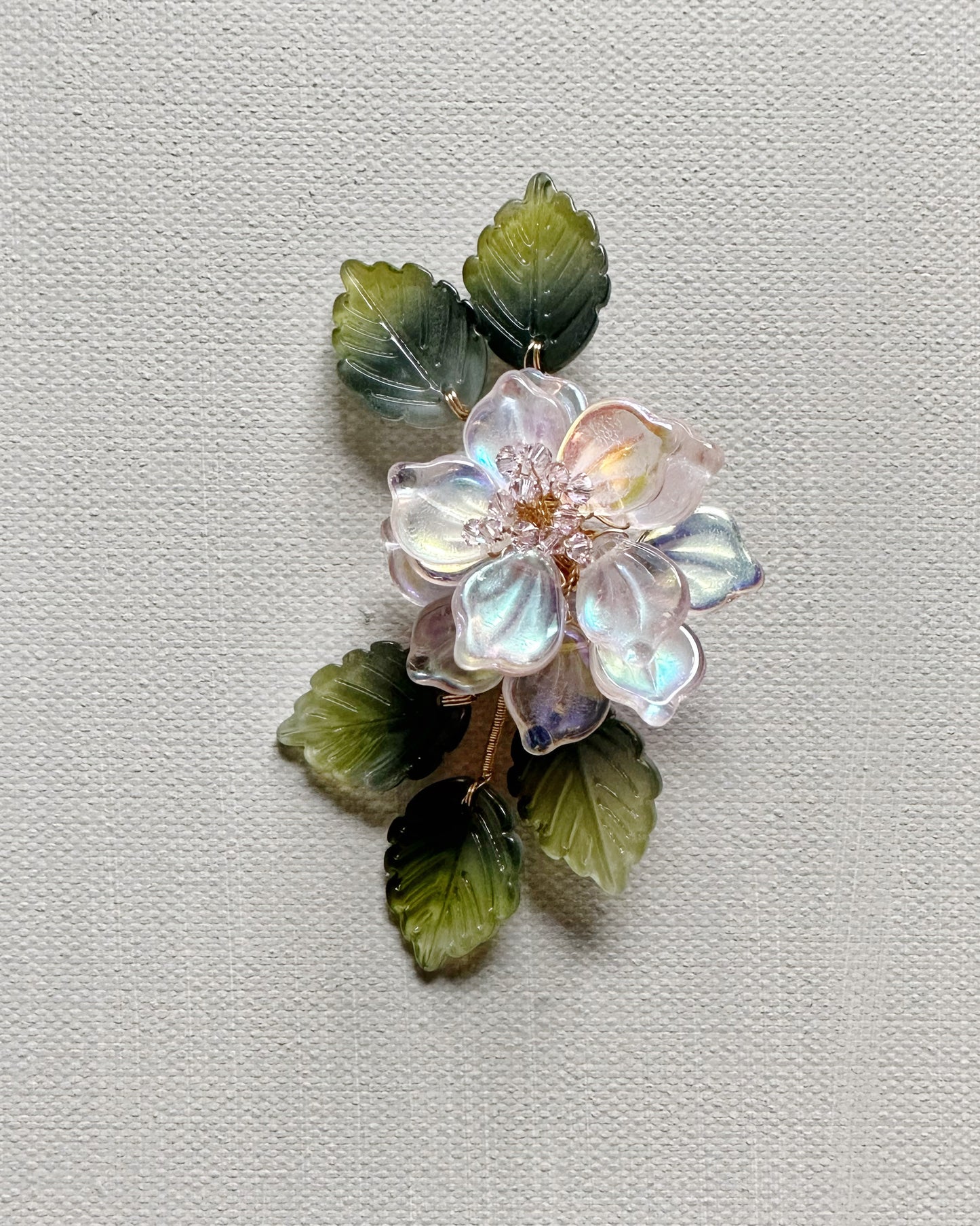 The new peony collar brooch in AB pink
