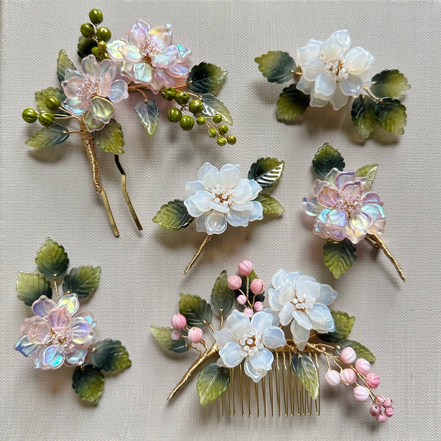 The new peony collar brooch in AB pink