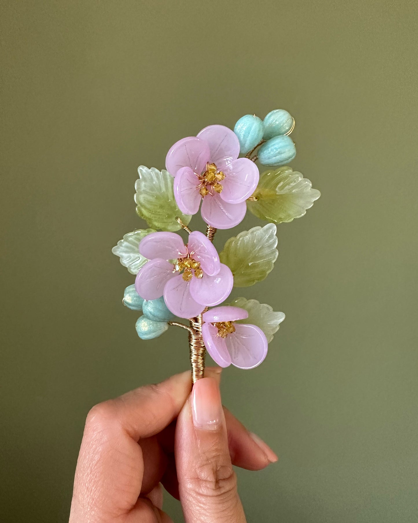 《Anita's Spring Garden》plum blossom berries statement brooch