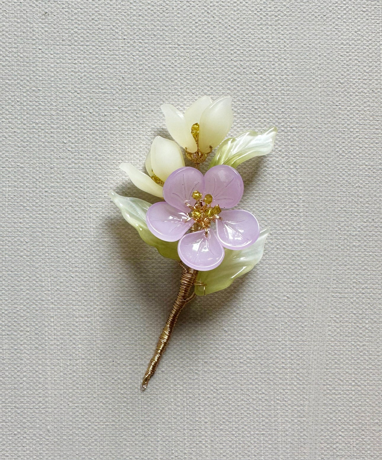 《Anita's Spring Garden》 plum blossom and lily brooch