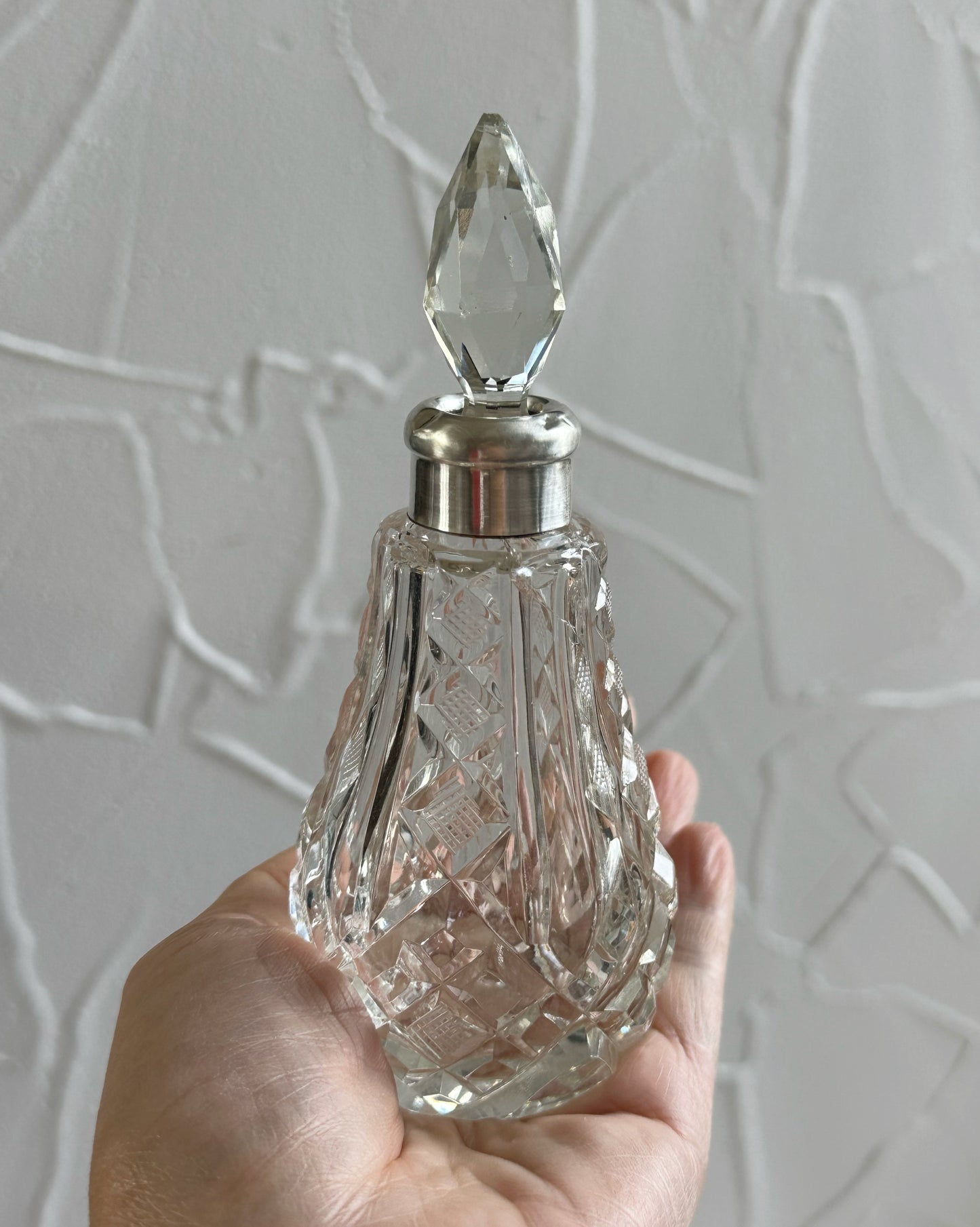 Antique 1866 Victorian sterling silver and cut glass perfume bottle