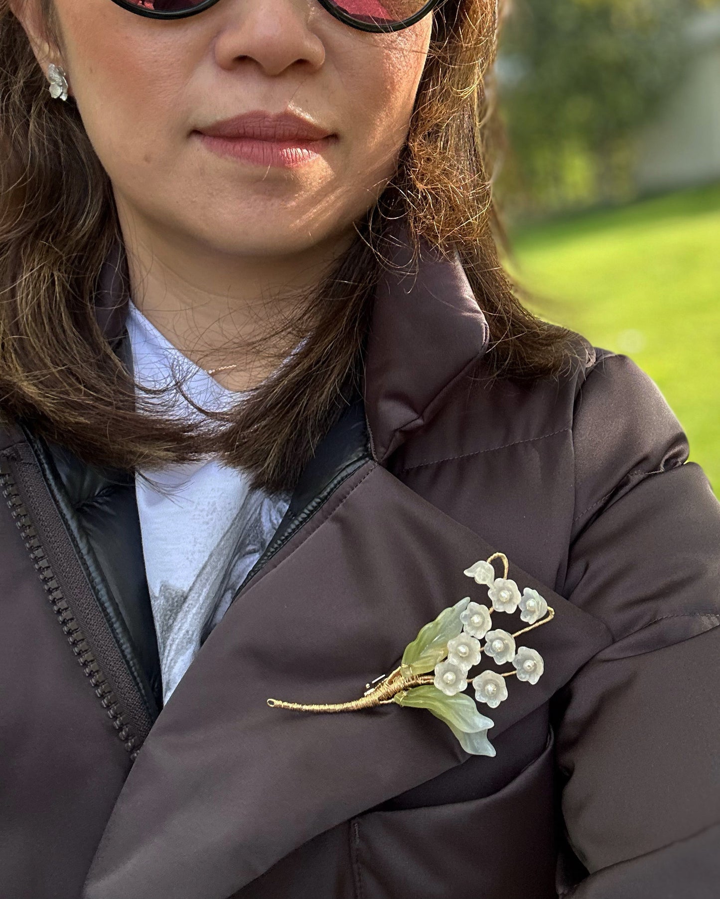 Lily of the valley brooch in white