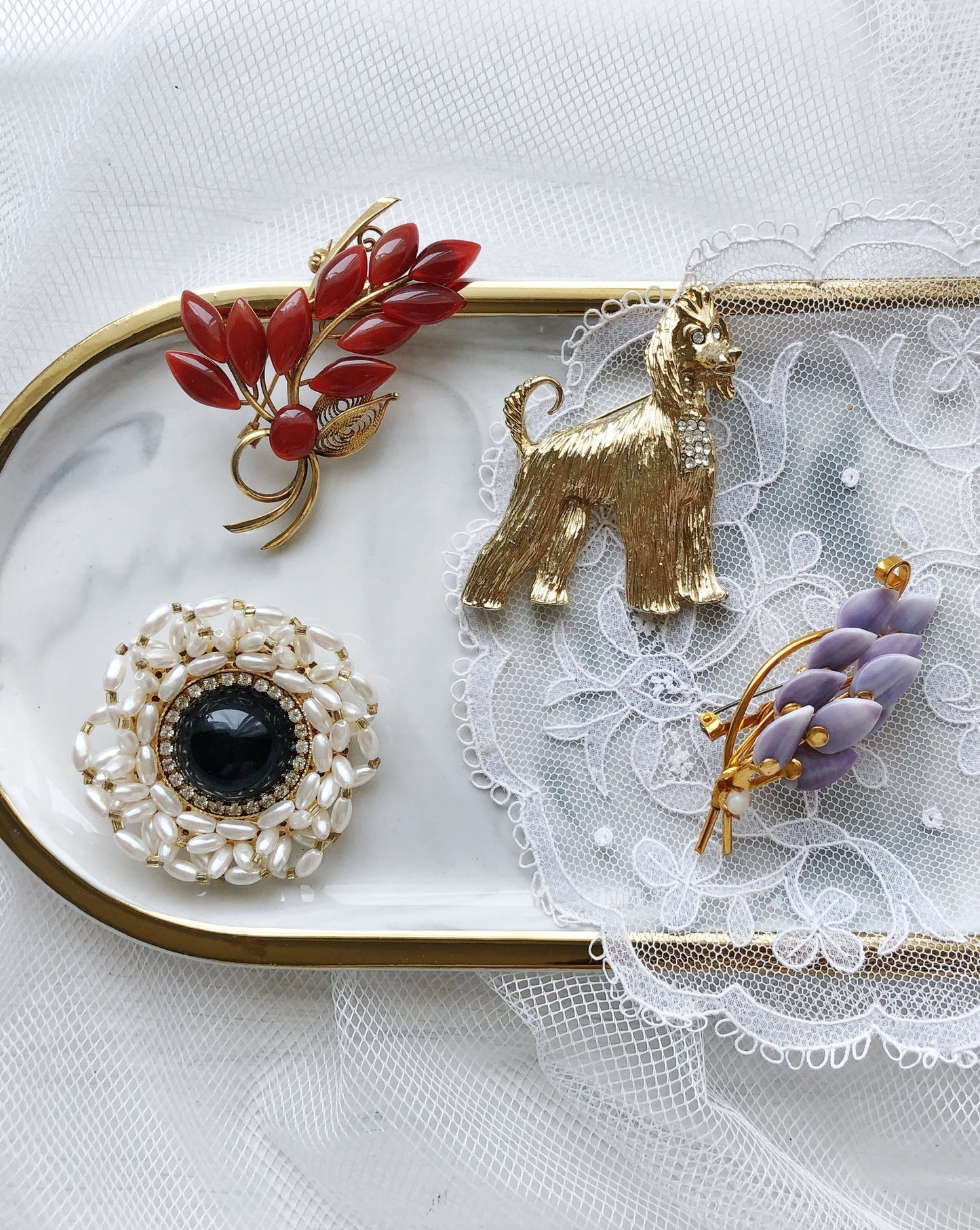 Vintage Afghan hound gold and rhinestone brooch