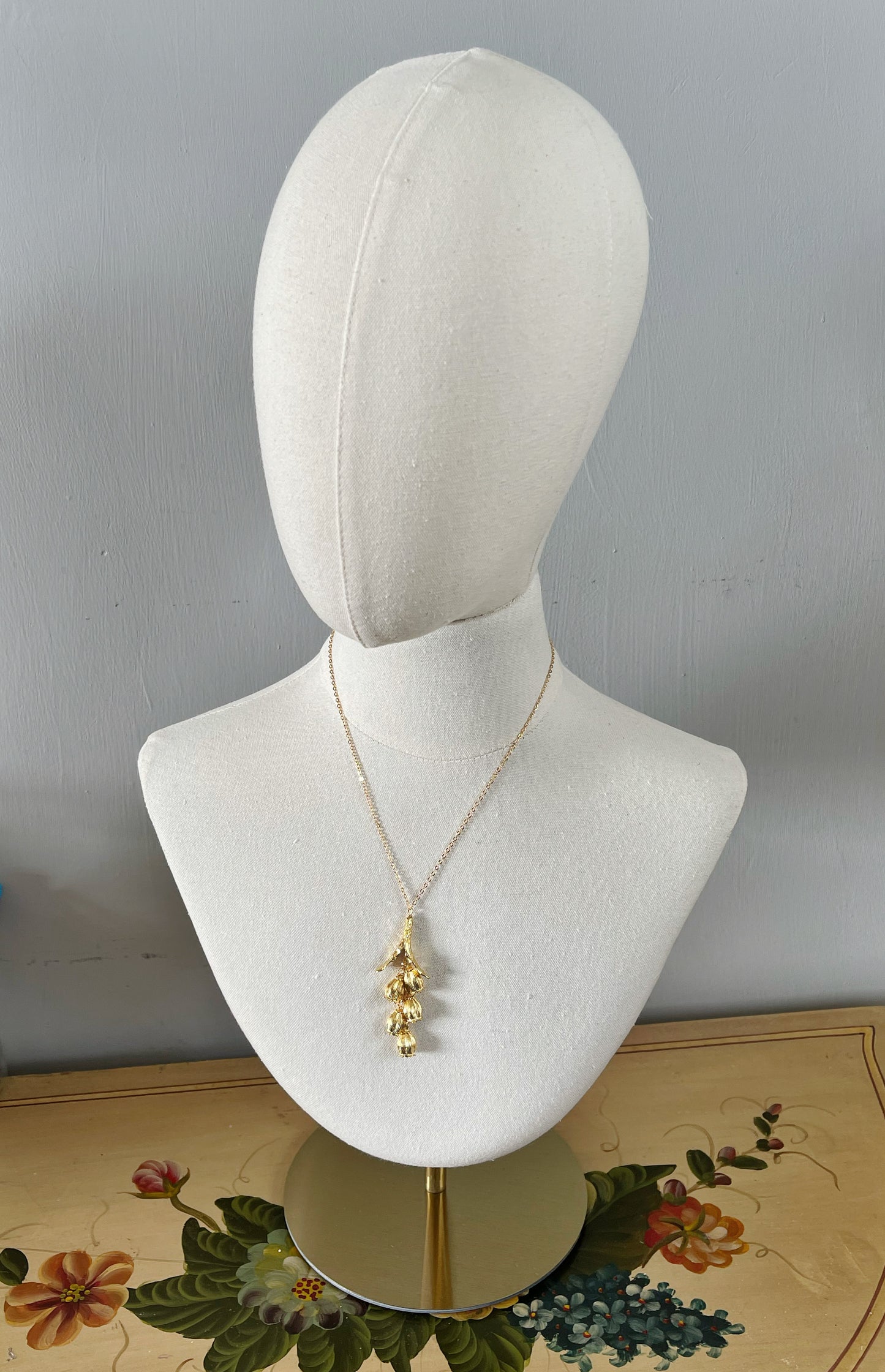 Lily of the valley 24K gold plated necklace