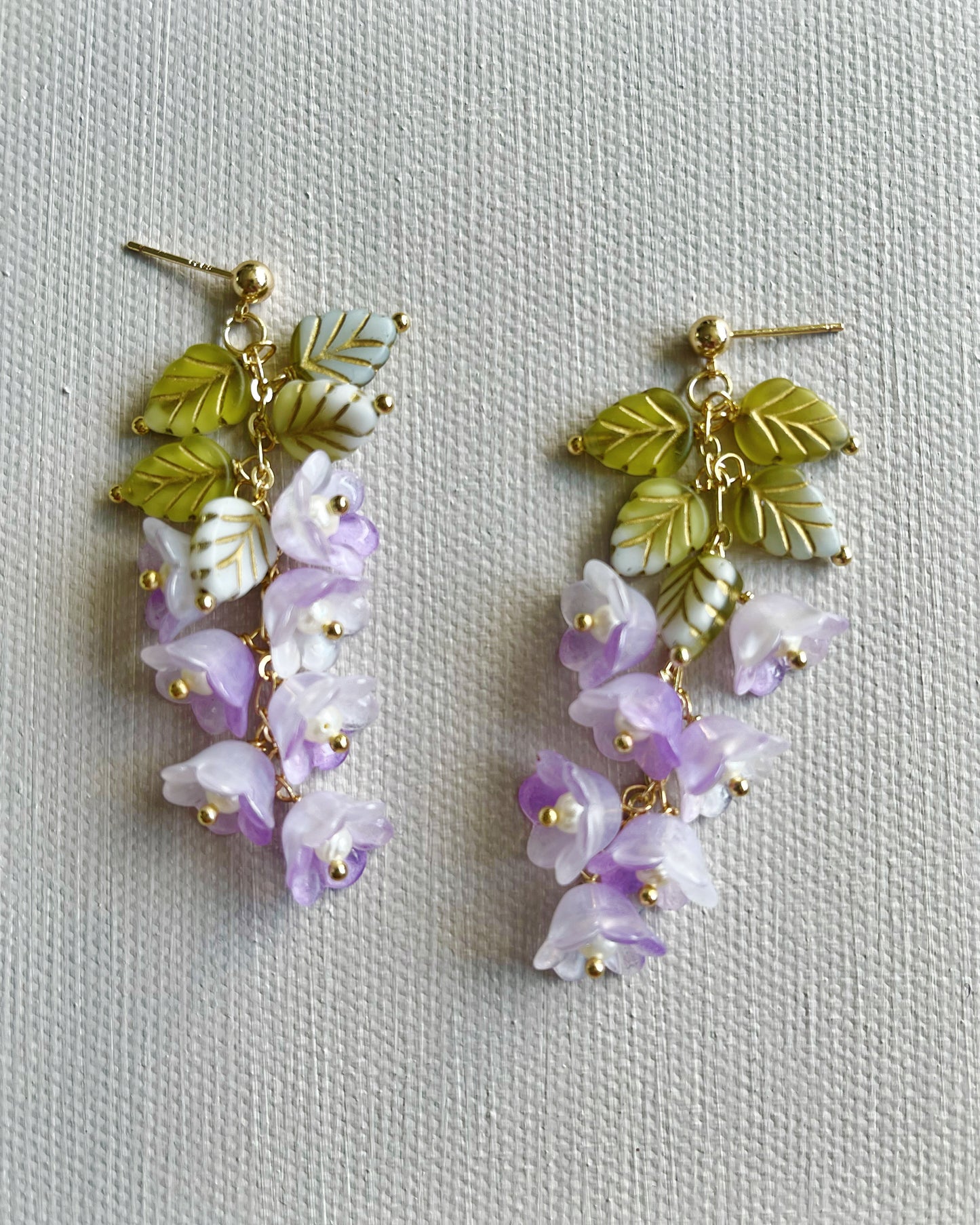 Spring Canterbury bell flowers earrings in purple