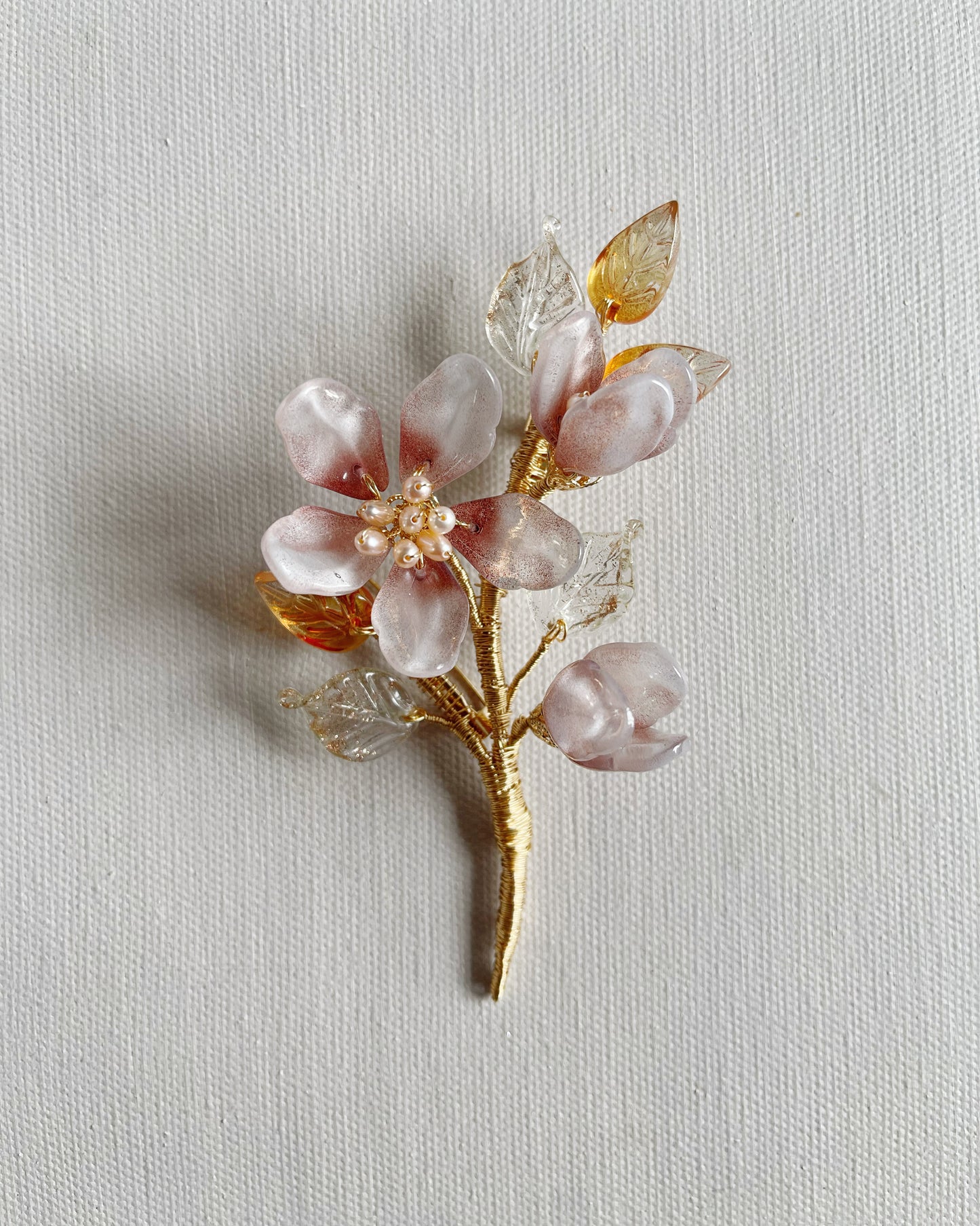 Autumn embrace silk cotton tree flower brooch