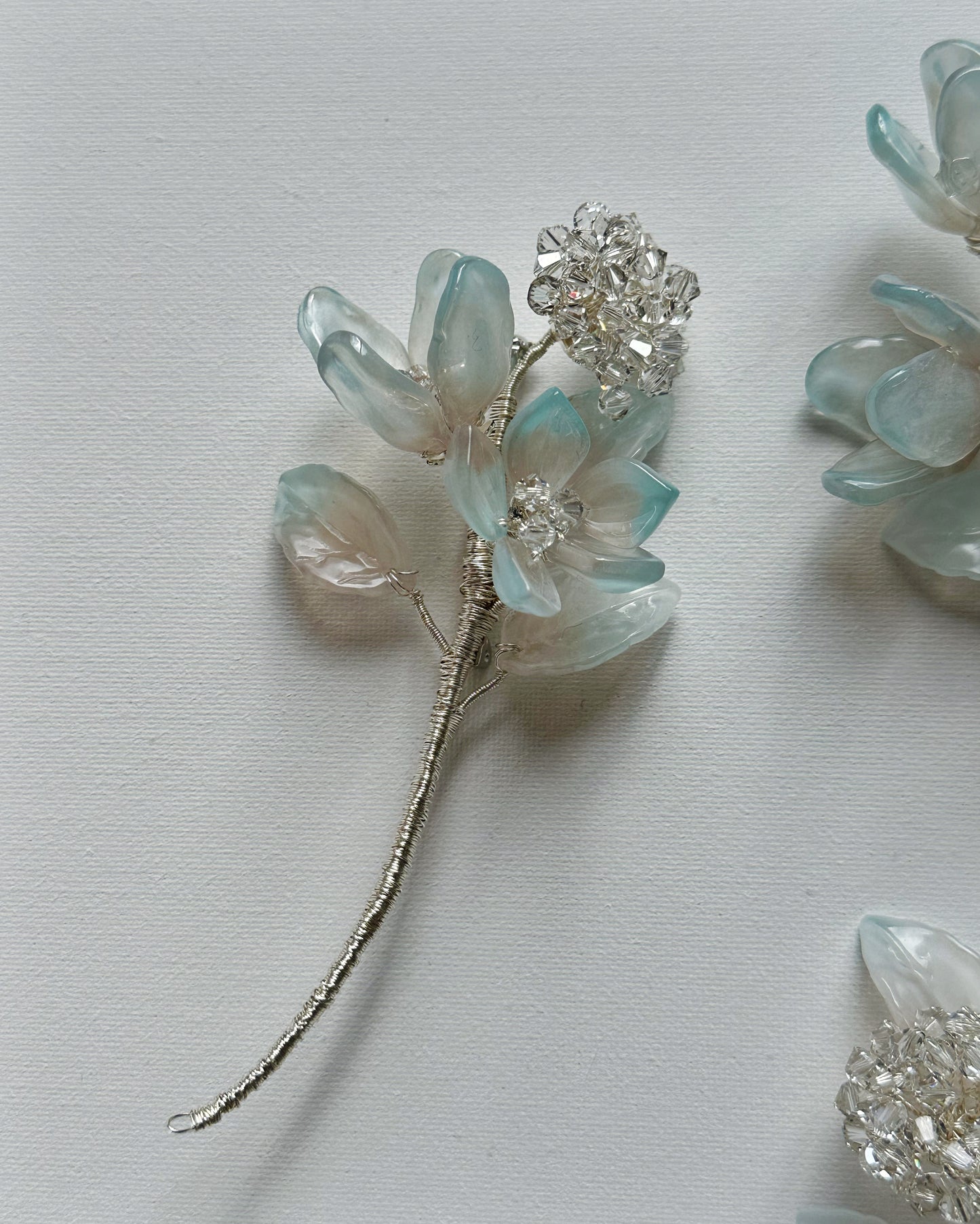 Floral fairy blue icy bouquet brooch