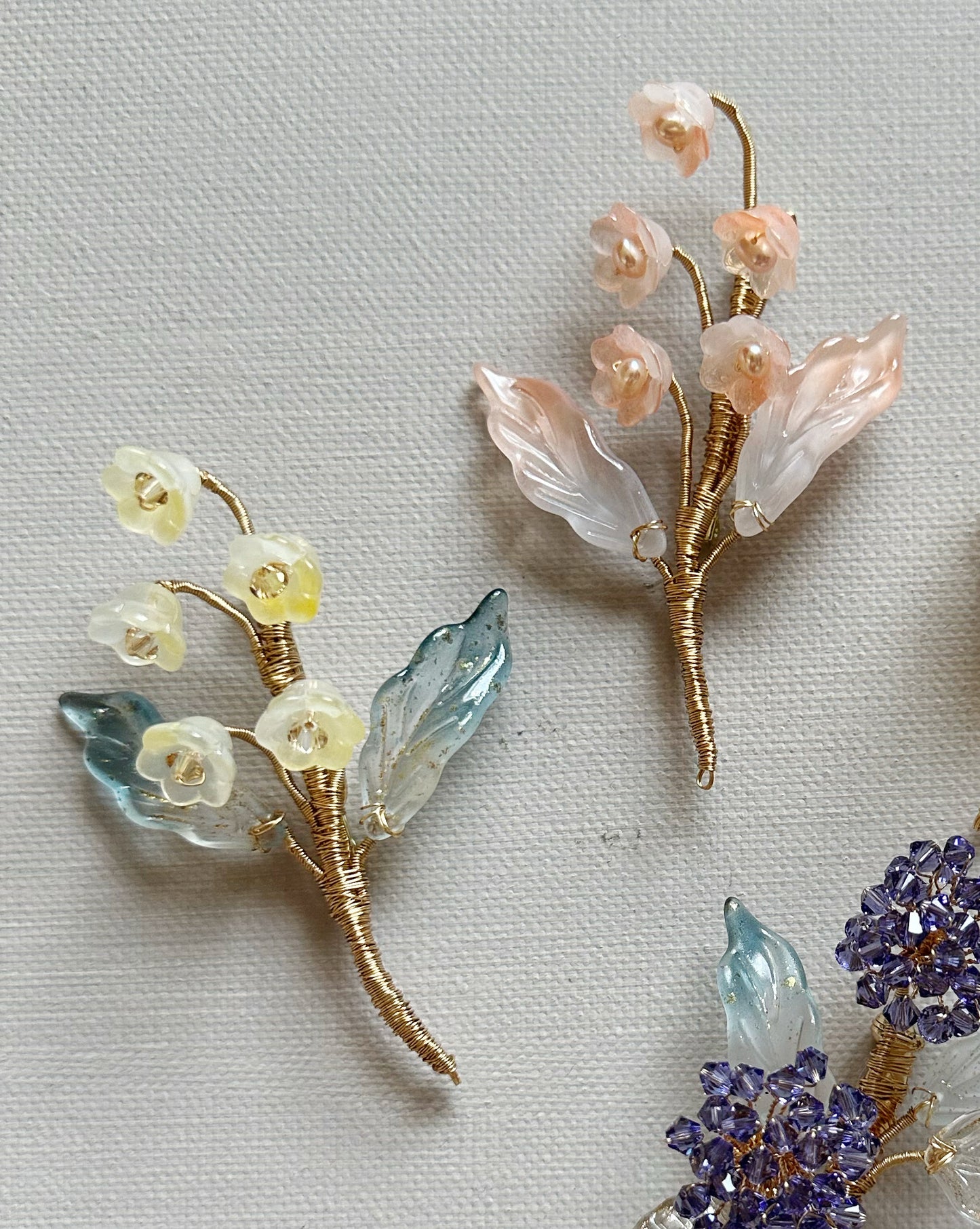 May the lily of valley be with you brooch in stardust yellow