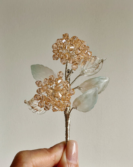 Floral fairy hydrangea bouquet brooch in peach