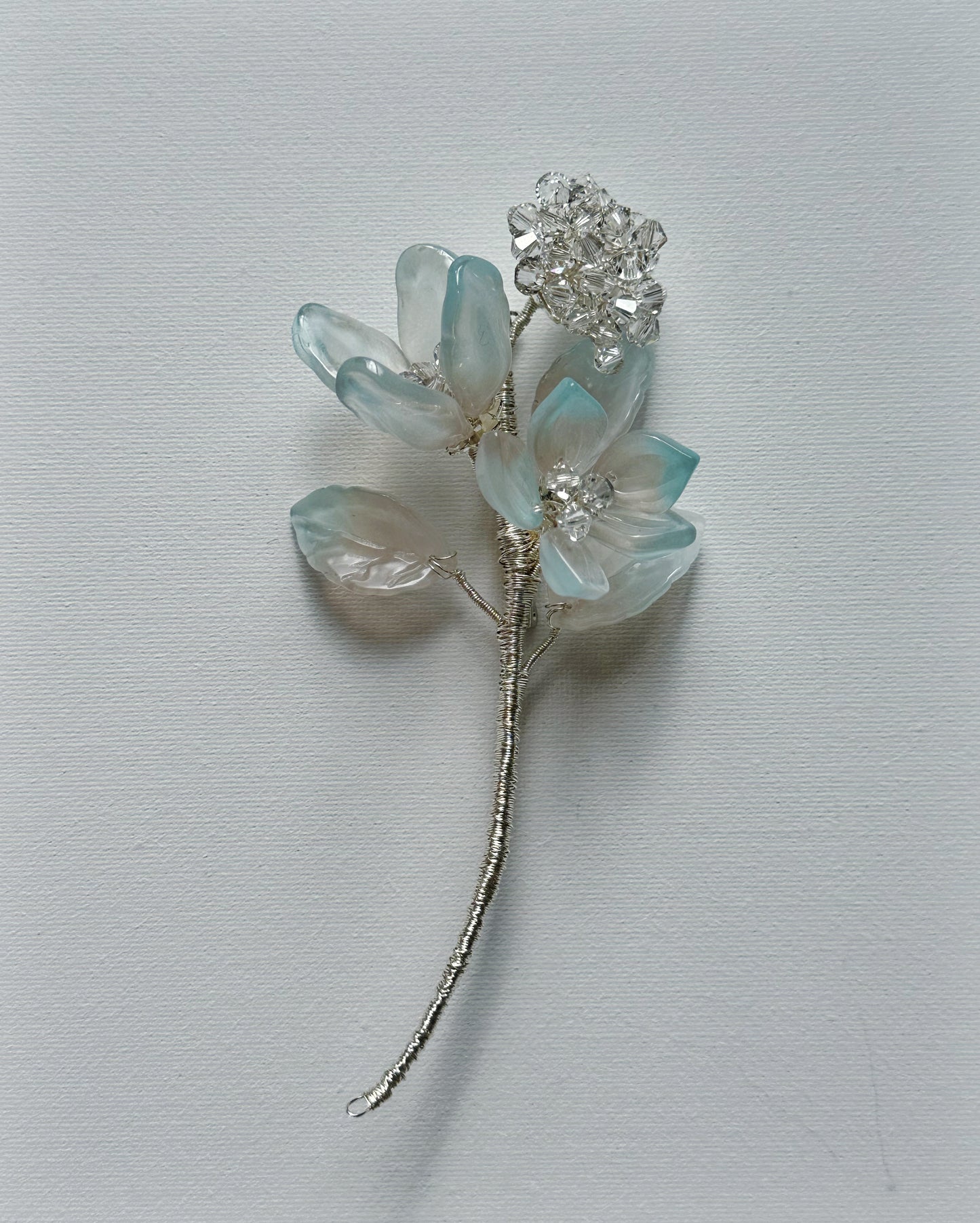 Floral fairy blue icy bouquet brooch