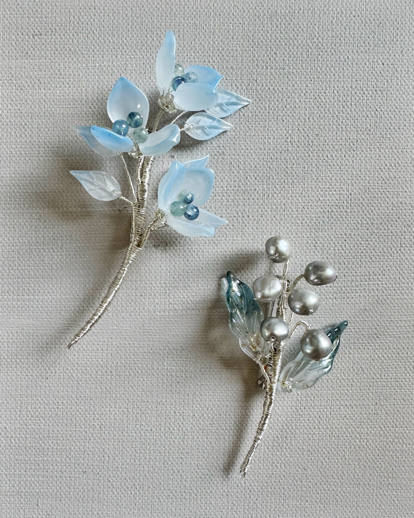 May the lily of valley be with you brooch in stardust grey