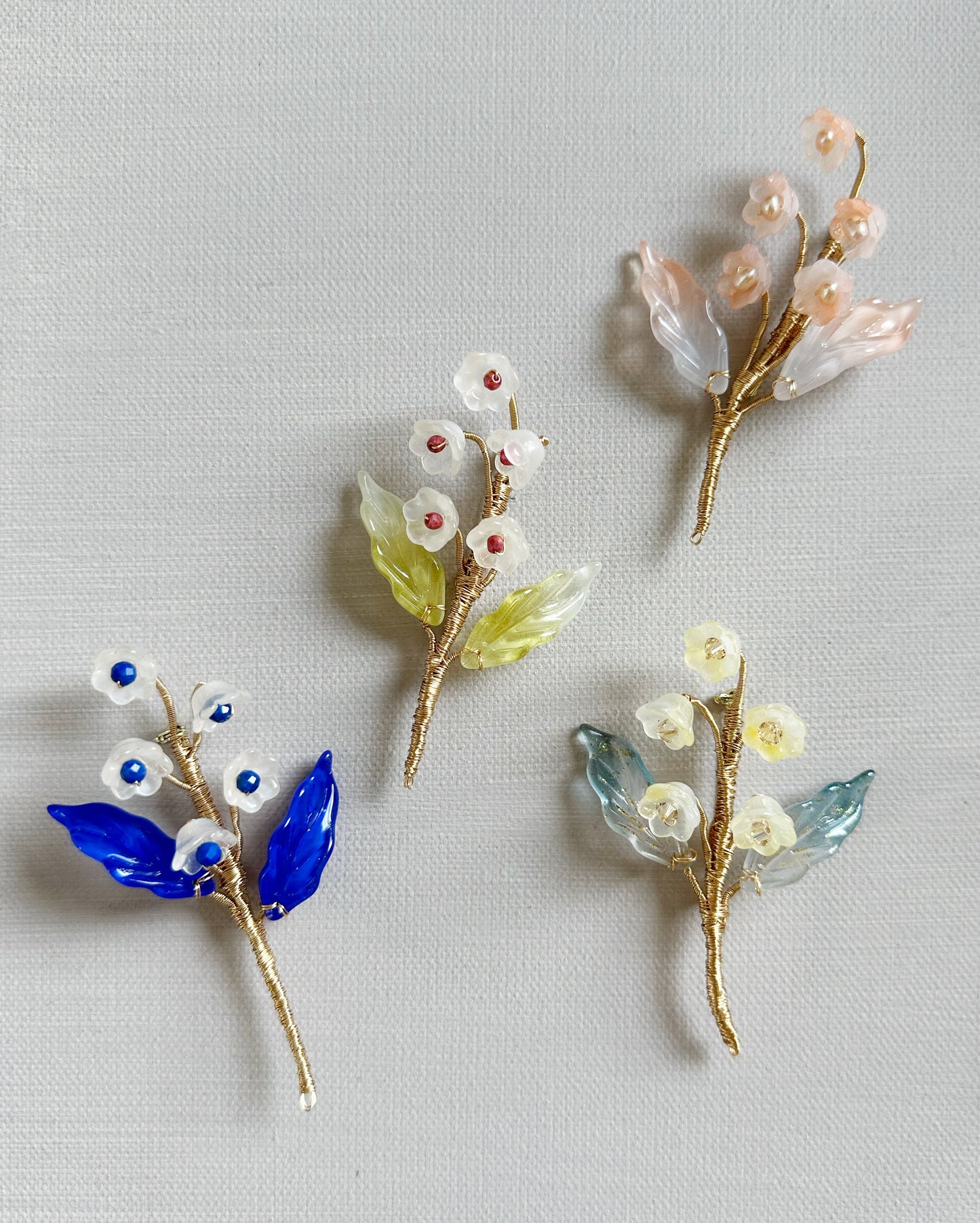 May the lily of valley be with you brooch in blue