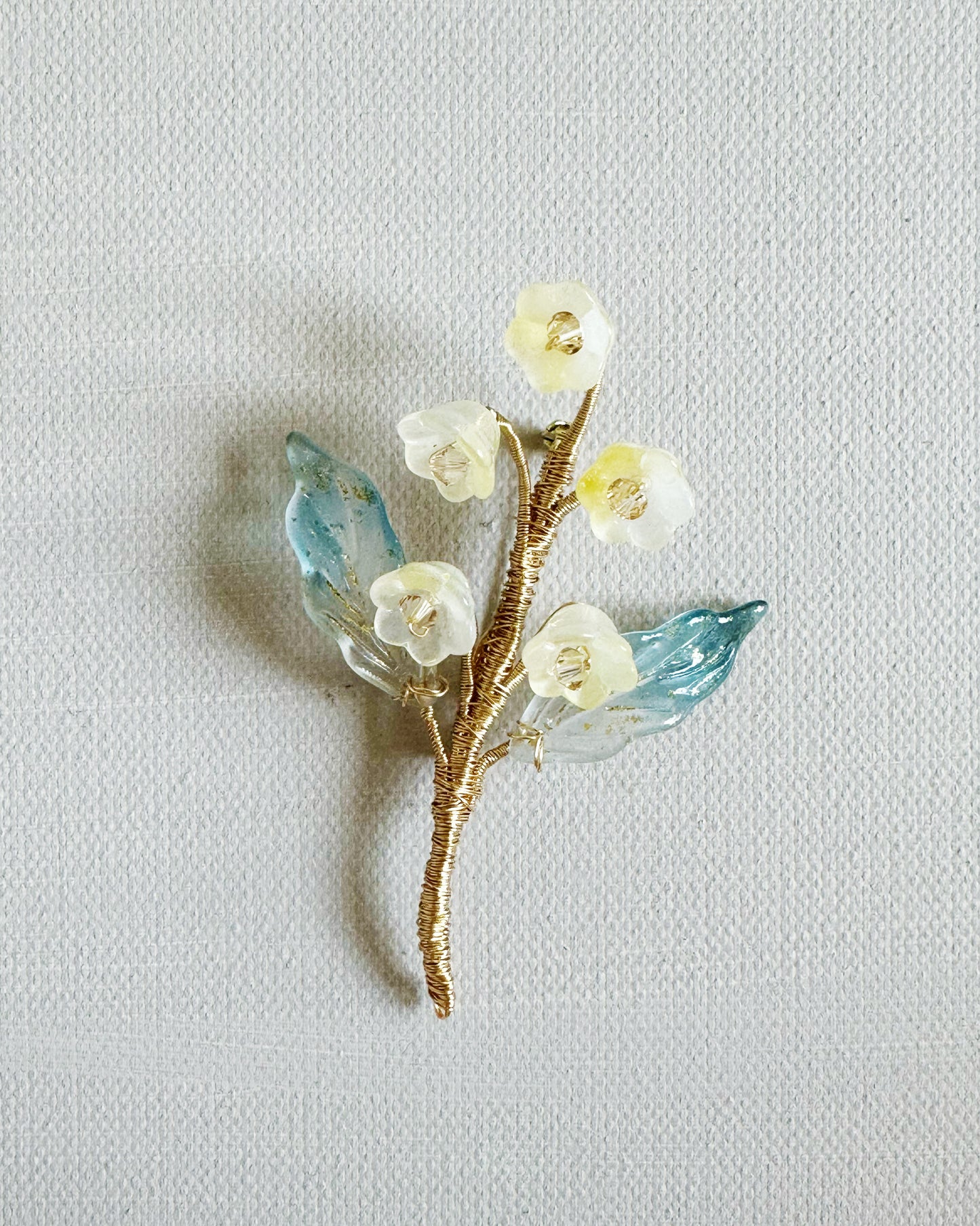 May the lily of valley be with you brooch in stardust yellow