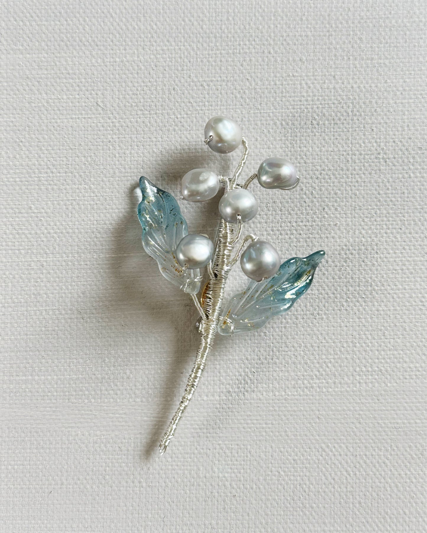 May the lily of valley be with you brooch in stardust grey