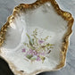 Antique hand painted lily of the valley gold gilded serving bowl