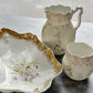 Antique hand painted lily of the valley gold gilded serving bowl