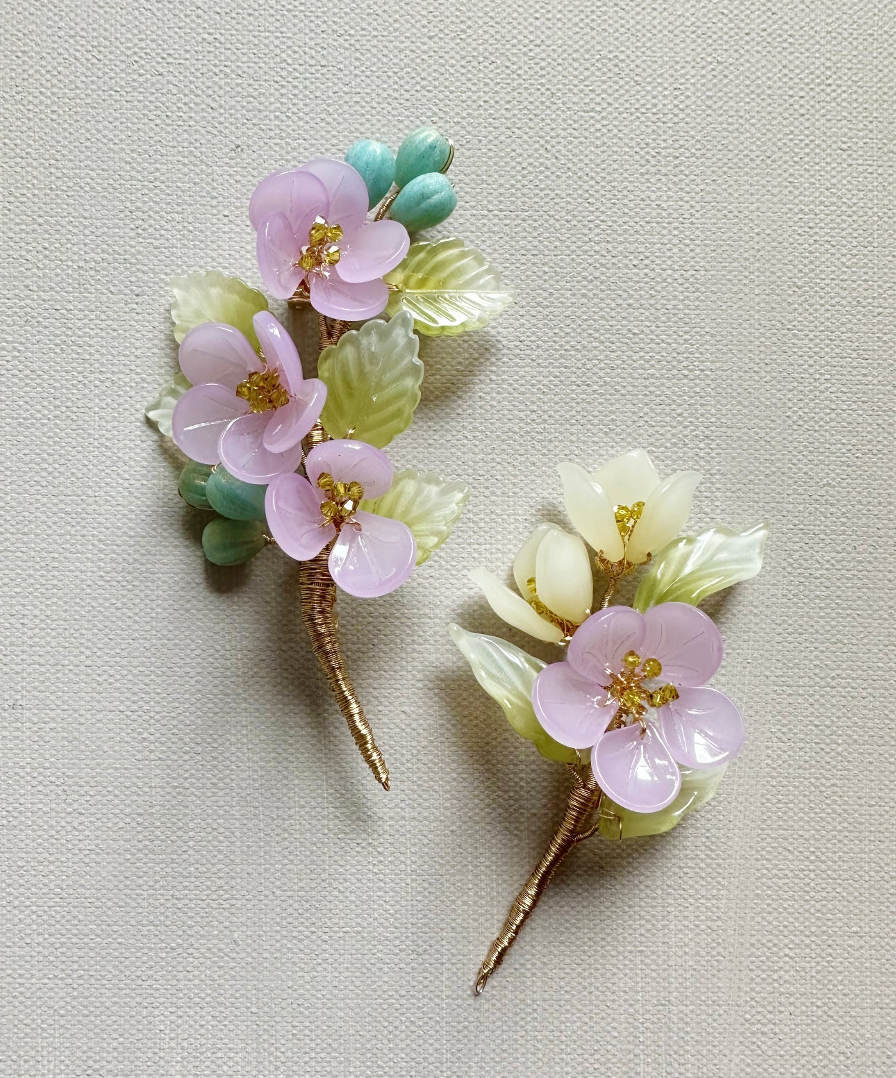 《Anita's Spring Garden》 plum blossom and lily brooch