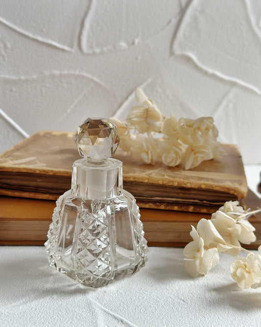 Small antique Edwardian cut glass perfume bottle