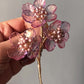 The Sisters glass and freshwater pearls floral brooch in purple