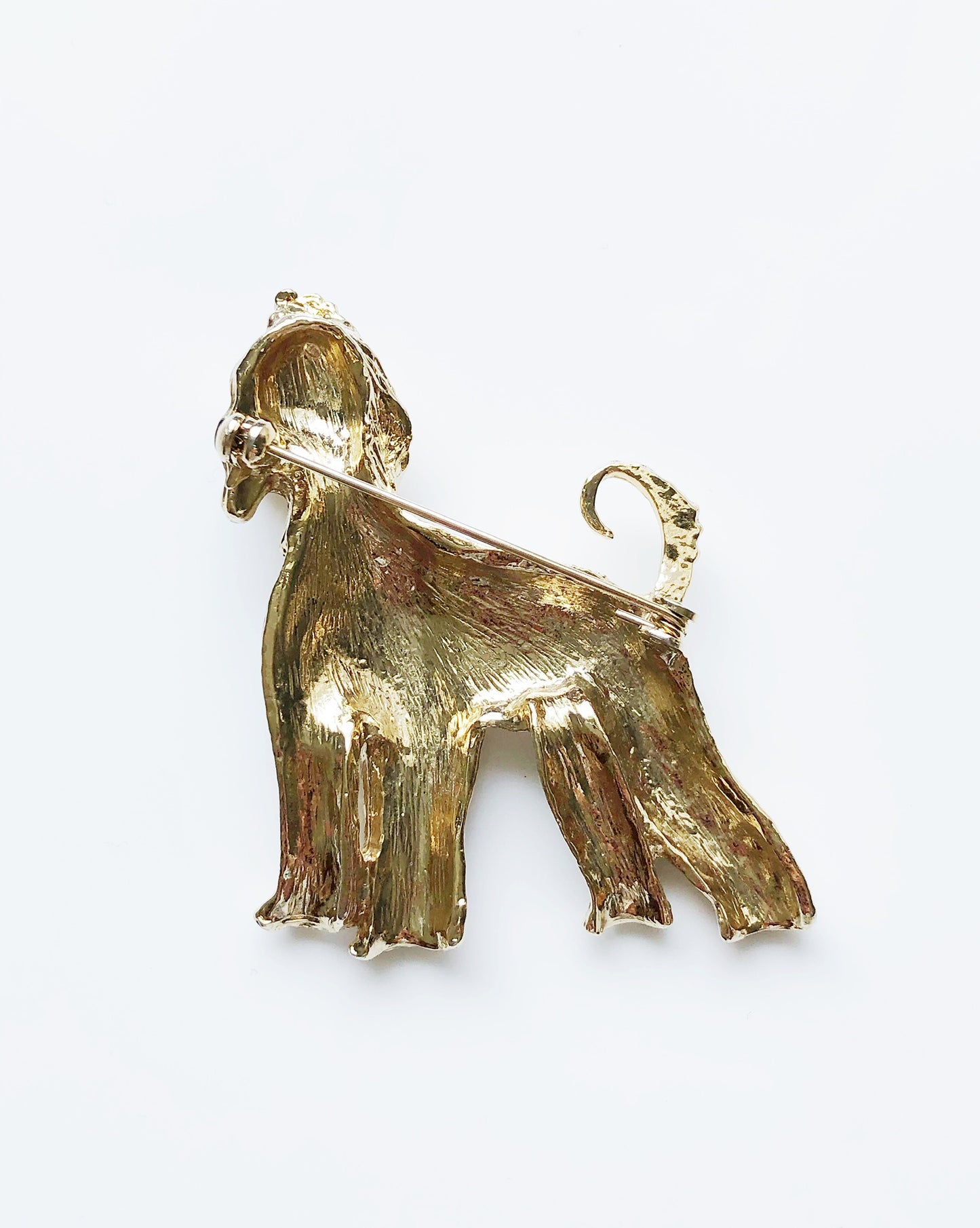 Vintage Afghan hound gold and rhinestone brooch