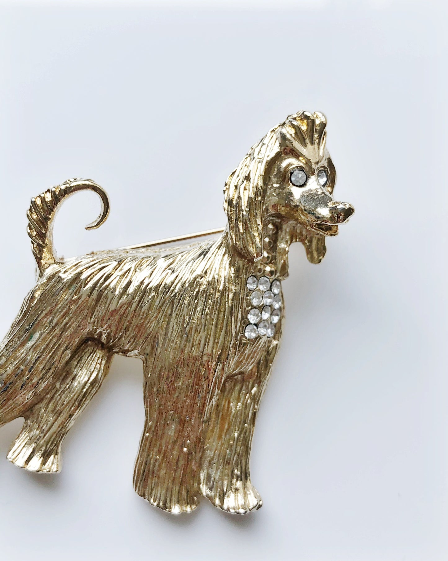 Vintage Afghan hound gold and rhinestone brooch