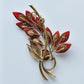 Vintage faux red jadeite wheat motif brooch