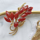 Vintage faux red jadeite wheat motif brooch