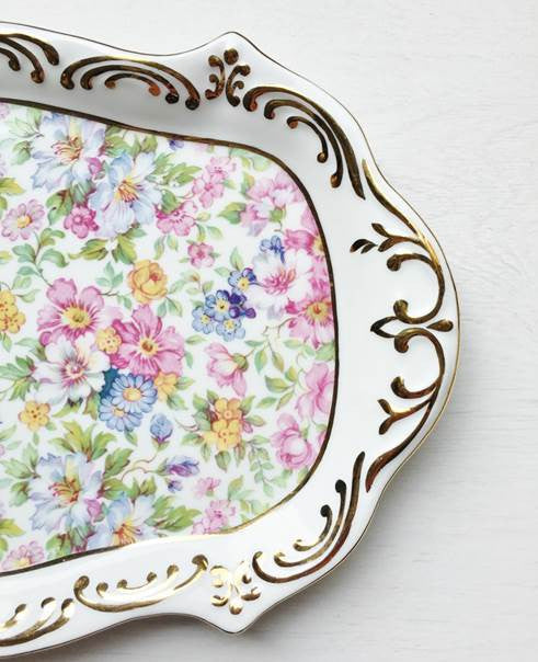 Circa 1950s - 1960s Vintage Chintz Porcelain Dish