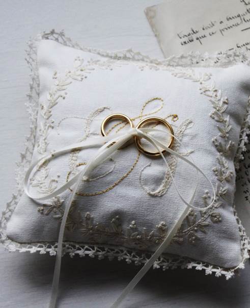 Hand embroidered monogrammed pillow