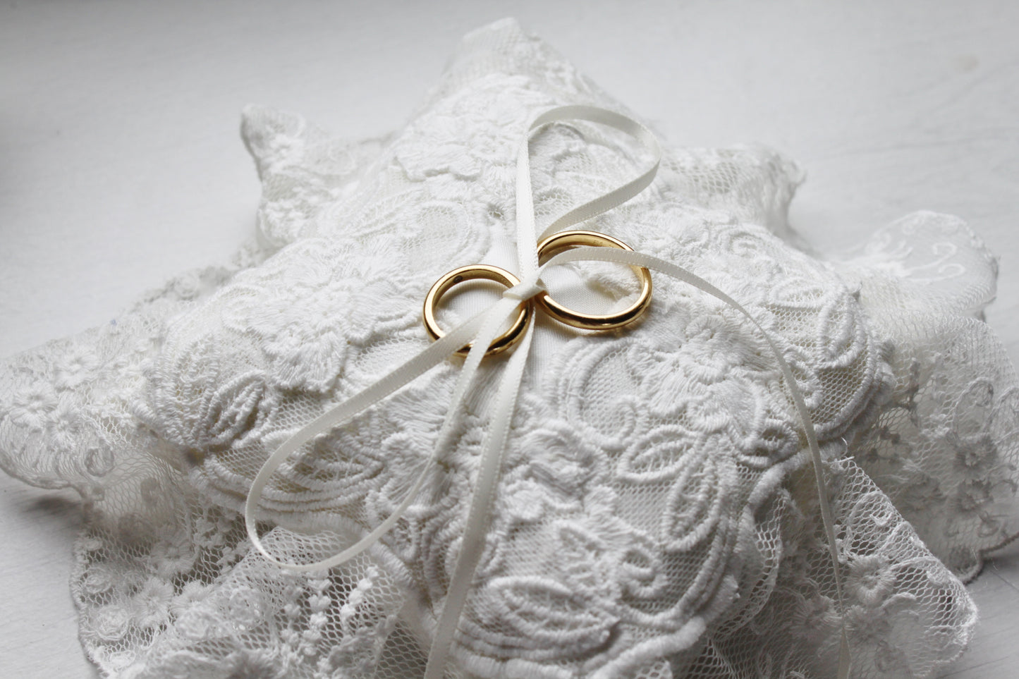 Edwardian Inspired Ring Pillow with Cotton Lace Trimmings