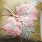 Salmon Pink Embroidered Flowers on Antique Gold Thai Silk Pillow