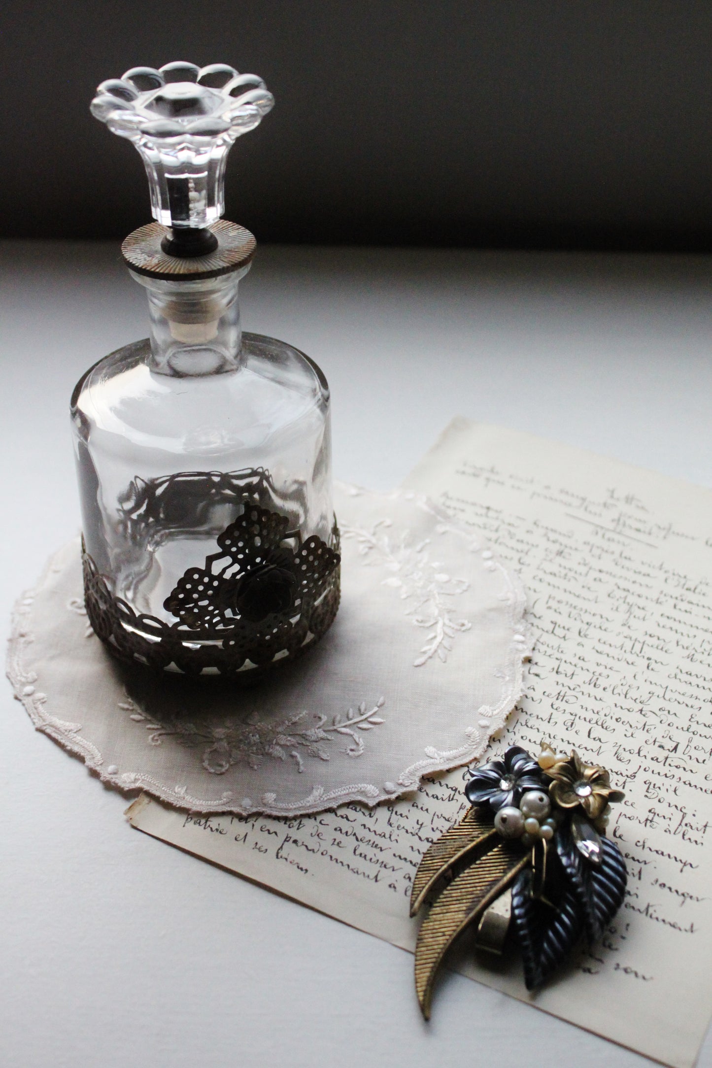 Victorian inspired boudoir glass bottle