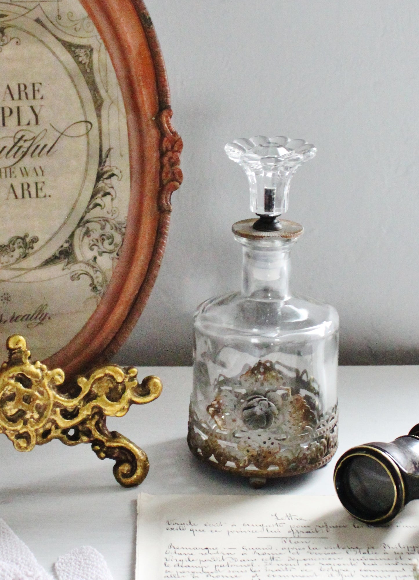 Victorian inspired boudoir glass bottle